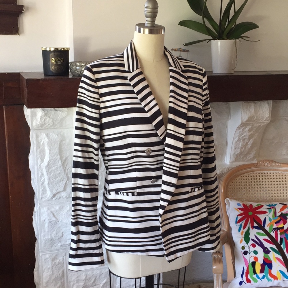 Mango suit jacket stripped black white gently used